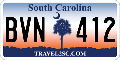 SC license plate BVN412