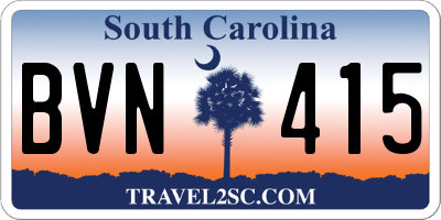 SC license plate BVN415