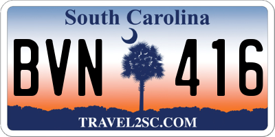 SC license plate BVN416
