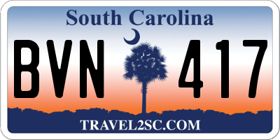 SC license plate BVN417