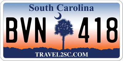 SC license plate BVN418