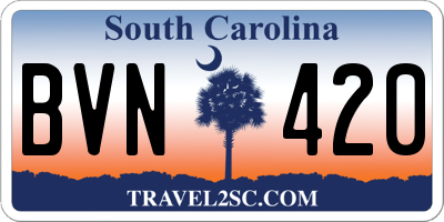 SC license plate BVN420