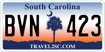 SC license plate BVN423