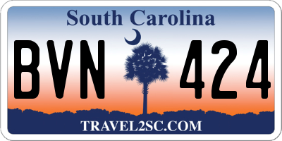 SC license plate BVN424