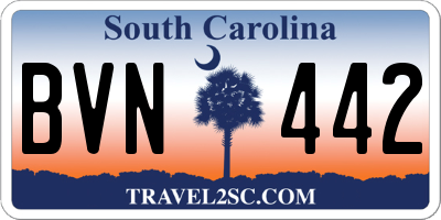 SC license plate BVN442