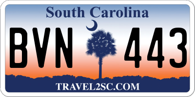 SC license plate BVN443
