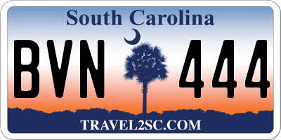 SC license plate BVN444