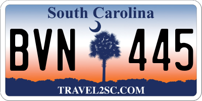 SC license plate BVN445