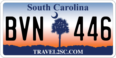 SC license plate BVN446