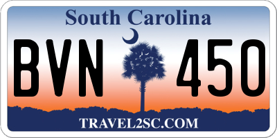 SC license plate BVN450