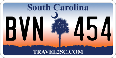 SC license plate BVN454