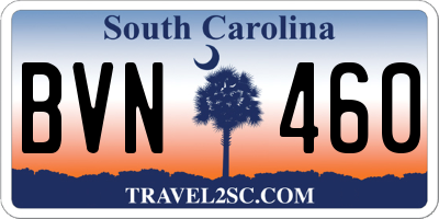 SC license plate BVN460
