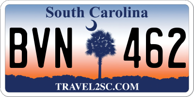 SC license plate BVN462