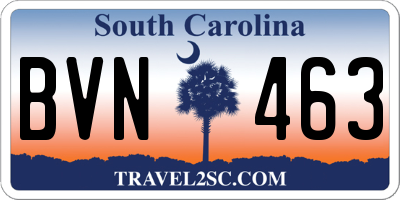 SC license plate BVN463