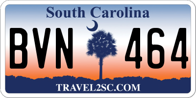 SC license plate BVN464