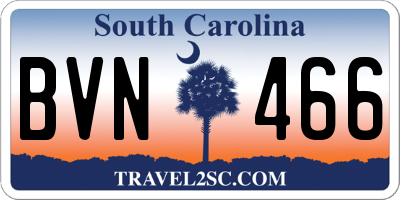 SC license plate BVN466