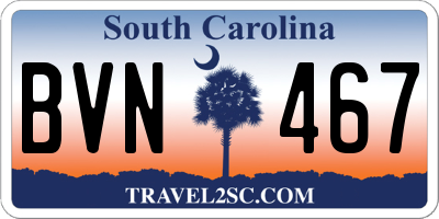 SC license plate BVN467