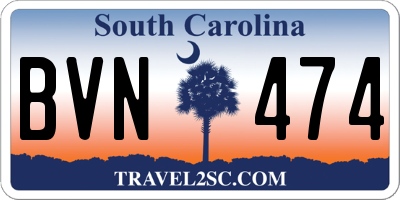 SC license plate BVN474