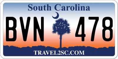 SC license plate BVN478