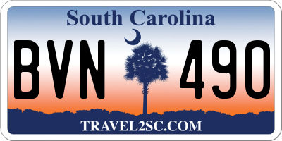 SC license plate BVN490
