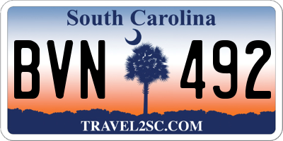 SC license plate BVN492