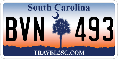 SC license plate BVN493