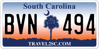 SC license plate BVN494