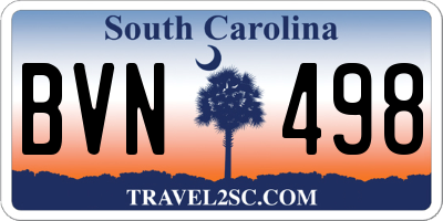 SC license plate BVN498