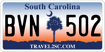 SC license plate BVN502