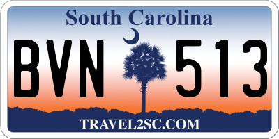 SC license plate BVN513