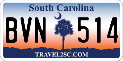 SC license plate BVN514