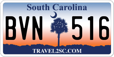 SC license plate BVN516