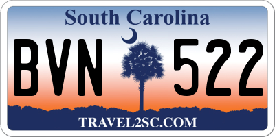 SC license plate BVN522