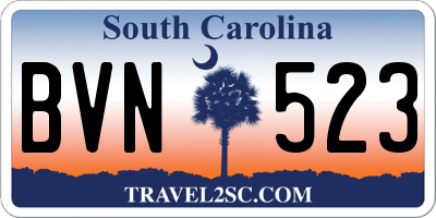 SC license plate BVN523