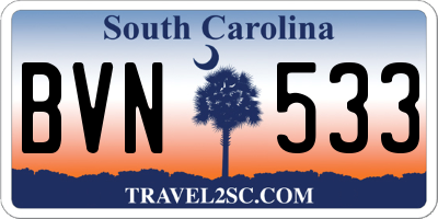 SC license plate BVN533