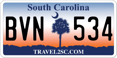 SC license plate BVN534