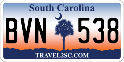 SC license plate BVN538