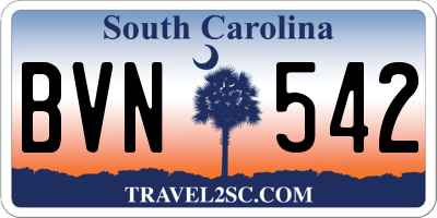SC license plate BVN542