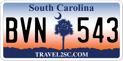 SC license plate BVN543