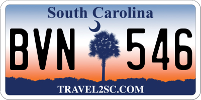 SC license plate BVN546