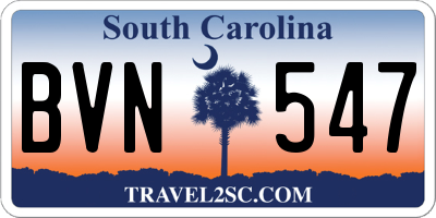 SC license plate BVN547