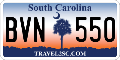 SC license plate BVN550