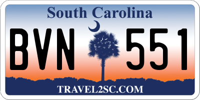 SC license plate BVN551