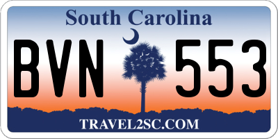 SC license plate BVN553