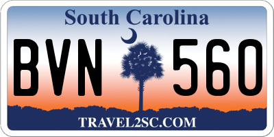 SC license plate BVN560