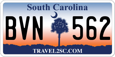 SC license plate BVN562
