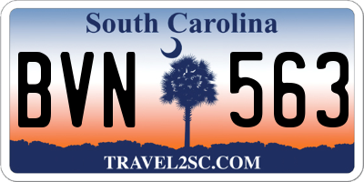 SC license plate BVN563