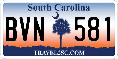 SC license plate BVN581