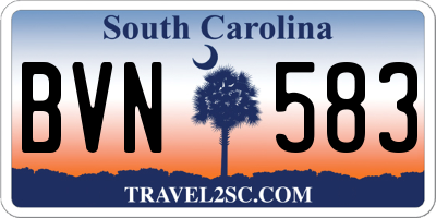 SC license plate BVN583