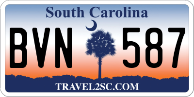 SC license plate BVN587